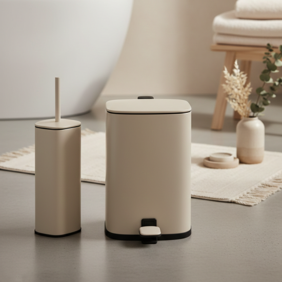 Trash Can & Toilet Brush Set